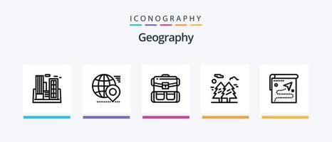 Geo Graphy Line 5 Icon Pack Including visa. passport. brightness. map. position. Creative Icons Design vector