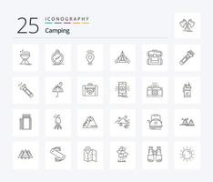 Camping 25 Line icon pack including campsite. camping. location. tent. holiday vector