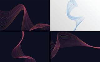 Enhance your designs with this set of 4 vector line backgrounds