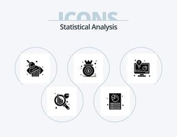 Statistical Analysis Glyph Icon Pack 5 Icon Design. business report. business development. graphical analysis. growth. diagram vector