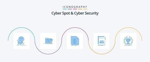 Cyber Spot And Cyber Security Blue 5 Icon Pack Including maleficient. fraud. internet. registration. list vector