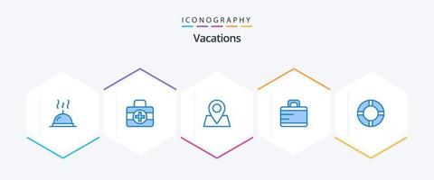 Vacations 25 Blue icon pack including . . location. lifebuoy. insurance vector