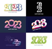 Big Collection of 2023 Happy New Year symbols Cover of business diary for 2023 with wishes vector