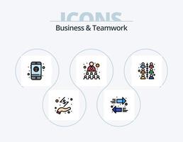 Business And Teamwork Line Filled Icon Pack 5 Icon Design. mobile phone. call forwarding. cash. money. coins vector