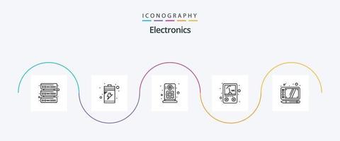 paquete de iconos de línea 5 de electrónica que incluye . vocero. tableta. diseño vector