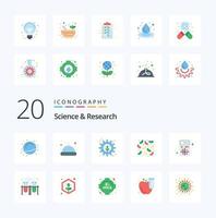 20 Science Flat Color icon Pack like interaction apps plant app virus vector