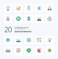 20 Science Flat Color icon Pack like interaction apps plant app virus vector