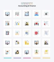 contabilidad creativa y finanzas 25 paquete de iconos planos como auditoría. proyecto. contabilidad. planificación. libro vector