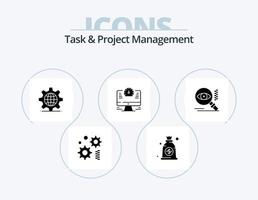 Task And Project Management Glyph Icon Pack 5 Icon Design. watch. monitor . computer . setting vector