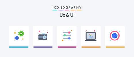 paquete de iconos ux y ui flat 5 que incluye red. tierra. volumen. computadora portátil. programación. diseño de iconos creativos vector