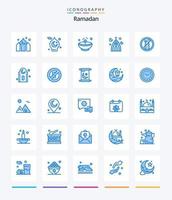 creativo paquete de iconos azules ramadan 25 como musulmán. mes. Ramadán. islámico. lámpara vector