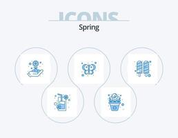 Spring Blue Icon Pack 5 Icon Design. food. bug. gardening. fly. animal vector