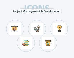 Project Management And Development Line Filled Icon Pack 5 Icon Design. items. essential tools. promote. tools. open box vector