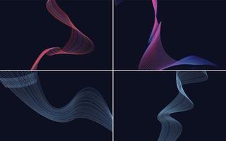 Set of 4 abstract waving line backgrounds for a modern look vector