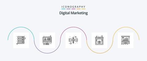 Digital Marketing Line 5 Icon Pack Including graph. website. repair. web view. eye vector