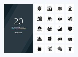 20 Pollution Solid Glyph icon for presentation vector