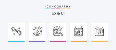 paquete de iconos ux y ui line 5 que incluye web. diseño. documento adjunto. usuario. embudo. diseño de iconos creativos vector