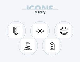 paquete de iconos de línea militar 5 diseño de iconos. rayas. militar. soldado. insignia. rango vector