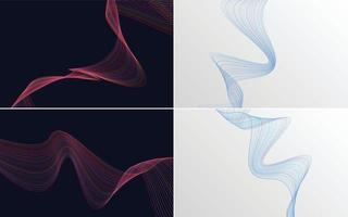 Add depth to your designs with this set of 4 geometric wave pattern backgrounds vector