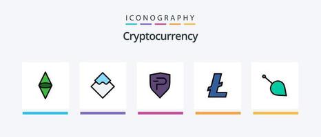 Cryptocurrency Line Filled 5 Icon Pack Including bill . crypto currency. coin . crypto . stratis. Creative Icons Design vector