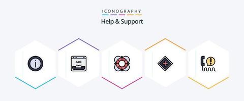 Help And Support 25 FilledLine icon pack including increase. customer. faq. support. lifeguard vector