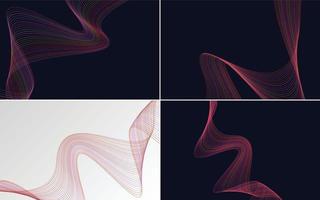 Set of 4 vector line backgrounds for a sleek and modern aesthetic