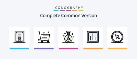 línea de versión común completa con paquete de 5 íconos que incluye datos. agua. dirección. gota. sangre. diseño de iconos creativos vector