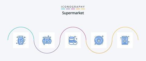 paquete de iconos de supermercado azul 5 que incluye. supermercado. supermercado. embalar. trigo vector