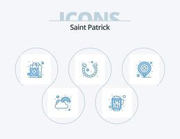 Saint Patrick Blue Icon Pack 5 Icon Design. horseshoe. festival. wine. day. shop vector