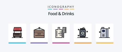 Food and Drinks Line Filled 5 Icon Pack Including food. cooking. food. set. food. Creative Icons Design vector