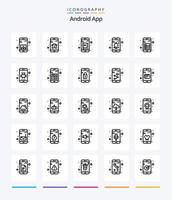 paquete de iconos de contorno de la aplicación creativa de Android 25, como la interfaz. aplicación aplicación movil. usuario. interfaz vector