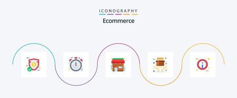 Ecommerce Flat 5 Icon Pack Including information. shipping. time. ecommerce. buy vector