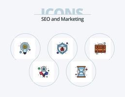 paquete de iconos llenos de línea seo 5 diseño de iconos. hospedaje datos en línea Internet. SEO marketing vector