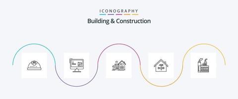 Building And Construction Line 5 Icon Pack Including hammer. construction. design. building. appartment vector