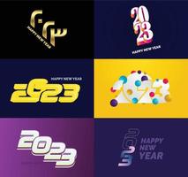 Big Collection of 2023 Happy New Year symbols Cover of business diary for 2023 with wishes vector