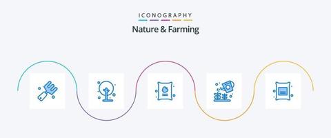paquete de iconos azul 5 de naturaleza y agricultura que incluye rama. más rociador agricultura. naturaleza. agricultura vector