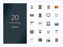 20 Appliances Flat Color icon for presentation vector