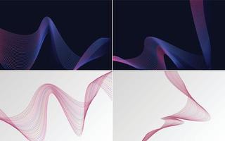 use estos fondos abstractos de líneas ondulantes para crear diseños únicos vector