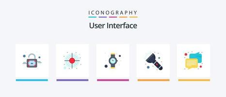 interfaz de usuario plana 5 paquete de iconos que incluye . mensaje. tiempo. comunicación. antorcha. diseño de iconos creativos vector