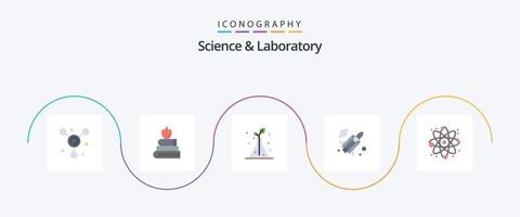 paquete de iconos de ciencia plana 5 que incluye. ciencia. matraz. reaccionar. ciencia vector