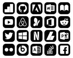 20 Social Media Icon Pack Including powerpoint adsense msn netflix tweet vector