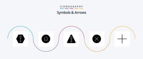 Symbols and Arrows Glyph 5 Icon Pack Including . warning. plus. add vector