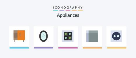 paquete de iconos flat 5 de electrodomésticos que incluye apartamento. artículos para el hogar espejo. hogar. accesorios. diseño de iconos creativos vector