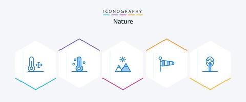 paquete de 25 íconos azules de la naturaleza que incluye . . naturaleza. árbol. naturaleza vector