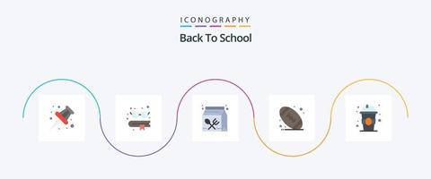 paquete de iconos planos de regreso a la escuela 5 que incluye el regreso a la escuela. jugo. educación. beber. pelota vector