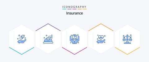 Insurance 25 Blue icon pack including law. balance. insurance. heart. hold vector