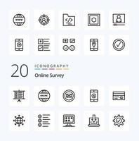 20 Online Survey Line icon Pack like  mobile  world dollar  chat vector