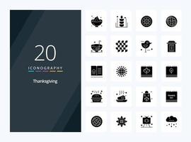 20 Thanksgiving Solid Glyph icon for presentation vector