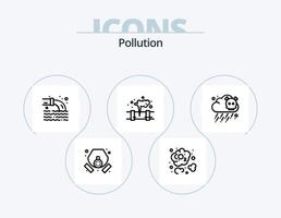 Pollution Line Icon Pack 5 Icon Design. sewage. pollution. pollution. pipe. pollution vector