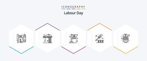 Labour Day 25 Line icon pack including labour. jacket. flag. screw. screw vector